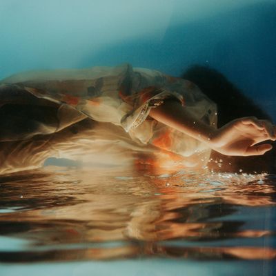 Abstract motion blur of a flowing fabric.